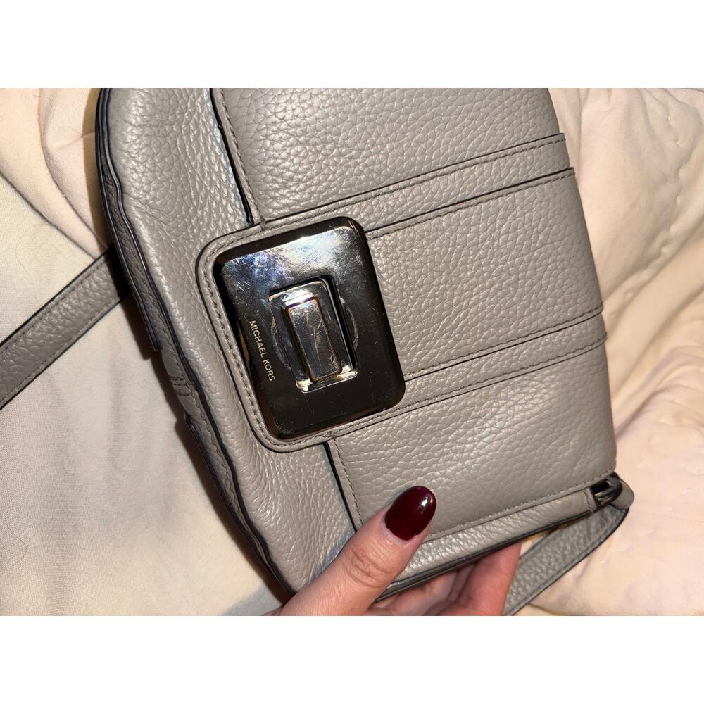 Michael Kors Lila Small Messenger Bag Crossbody Purse Steel Gray Pebbled Leather - Picture 12 of 16